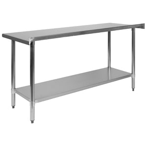 English Elm Reese Heavy-Duty Stainless Steel Prep Table with Backsplash & Adjustable Undershelf - 60" x 24" NH-WT-2460BSP-GG