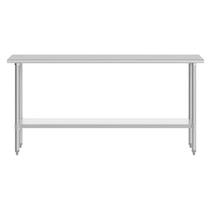 English Elm Reese Heavy-Duty Portable Prep Table with Hygienic Work Surface and Adjustable Storage for Versatile Use Stainless Steel 72"W x 24"D x 34.5"H NH-WT-2472-GG