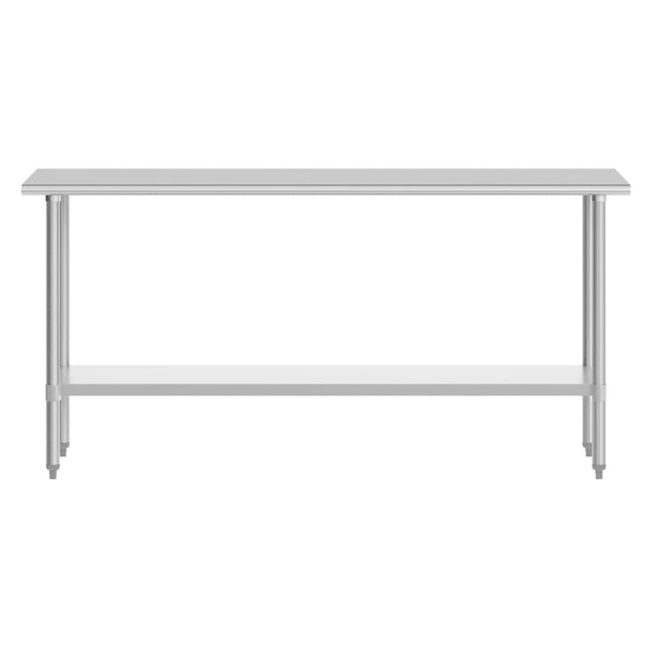 English Elm Reese Heavy-Duty Portable Prep Table with Hygienic Work Surface and Adjustable Storage for Versatile Use Stainless Steel 72"W x 24"D x 34.5"H NH-WT-2472-GG