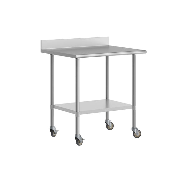 English Elm Reese Heavy-Duty Commercial Prep Table with NSF-Certified Top, Adjustable Undershelf & Locking Casters Stainless Steel 36"W x 30"D x 39.25"H NH-WT-3036-GG-B4-CAS-GG