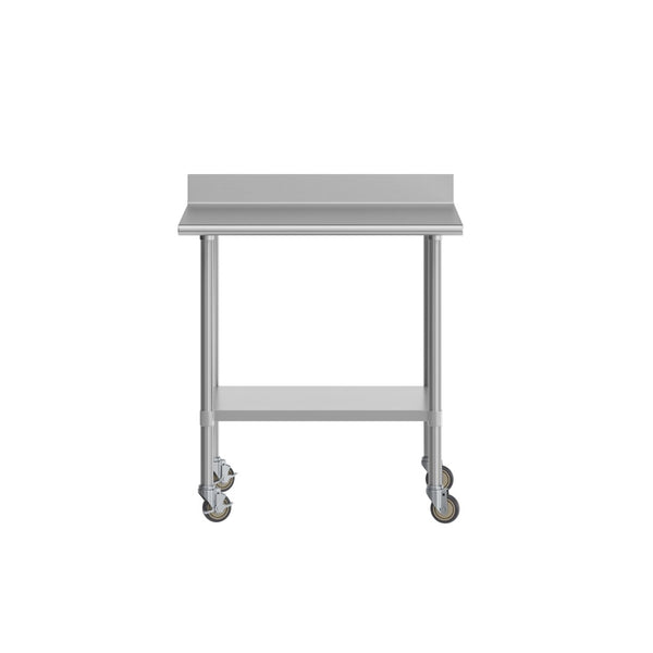 English Elm Reese Heavy-Duty Commercial Prep Table with NSF-Certified Top, Adjustable Undershelf & Locking Casters Stainless Steel 36"W x 30"D x 39.25"H NH-WT-3036-GG-B4-CAS-GG