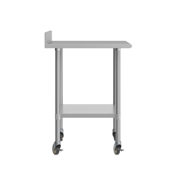 English Elm Reese Heavy-Duty Commercial Prep Table with NSF-Certified Top, Adjustable Undershelf & Locking Casters Stainless Steel 36"W x 30"D x 39.25"H NH-WT-3036-GG-B4-CAS-GG
