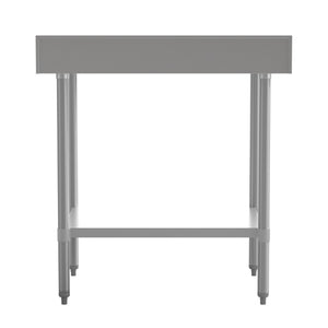 English Elm Reese Commercial Grade Prep Table with Adjustable Shelf, 4" Backsplash, and Heavy-Duty Load Capacity Stainless Steel 36"W x 30"D x 39.25"H NH-WT-3036-GG-B4-GG
