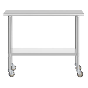 English Elm Reese Portable Prep Table with NSF Certified Steel Top, Galvanized Undershelf & Locking Casters Stainless Steel 48"W x 30"D x 34.5"H NH-WT-3048-CAS-GG