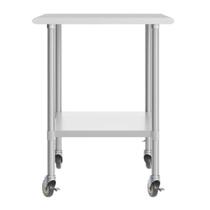 English Elm Reese Portable Prep Table with NSF Certified Steel Top, Galvanized Undershelf & Locking Casters Stainless Steel 48"W x 30"D x 34.5"H NH-WT-3048-CAS-GG