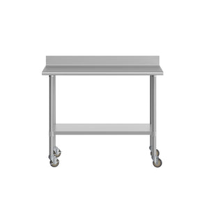English Elm Reese Heavy-Duty Commercial Prep Table with NSF-Certified Top, Adjustable Undershelf & Locking Casters Stainless Steel 48"W x 30"D x 39.25"H NH-WT-3048-GG-B4-CAS-GG