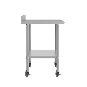 English Elm Reese Heavy-Duty Commercial Prep Table with NSF-Certified Top, Adjustable Undershelf & Locking Casters Stainless Steel 48"W x 30"D x 39.25"H NH-WT-3048-GG-B4-CAS-GG