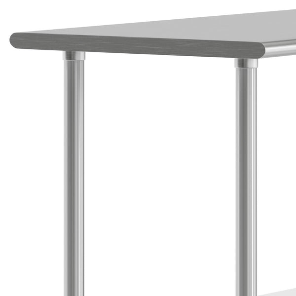 English Elm Reese Heavy-Duty Portable Prep Table with Hygienic Work Surface and Adjustable Storage for Versatile Use Stainless Steel 48"W x 30"D x 34.5"H NH-WT-3048-GG