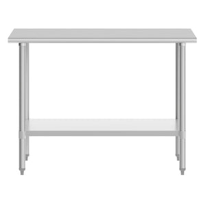 English Elm Reese Heavy-Duty Portable Prep Table with Hygienic Work Surface and Adjustable Storage for Versatile Use Stainless Steel 48"W x 30"D x 34.5"H NH-WT-3048-GG