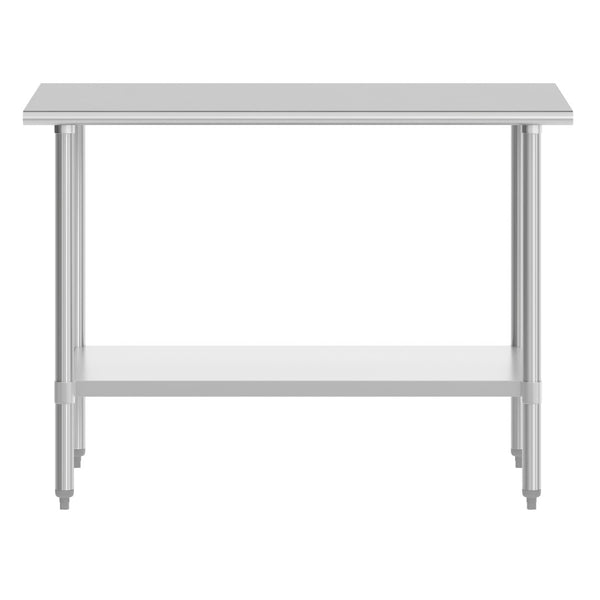 English Elm Reese Heavy-Duty Portable Prep Table with Hygienic Work Surface and Adjustable Storage for Versatile Use Stainless Steel 48"W x 30"D x 34.5"H NH-WT-3048-GG