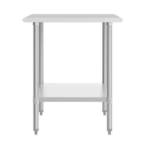 English Elm Reese Heavy-Duty Portable Prep Table with Hygienic Work Surface and Adjustable Storage for Versatile Use Stainless Steel 48"W x 30"D x 34.5"H NH-WT-3048-GG