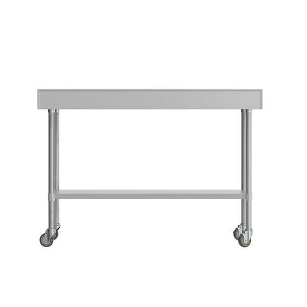English Elm Reese Heavy-Duty Commercial Prep Table with NSF-Certified Top, Adjustable Undershelf & Locking Casters Stainless Steel 60"W x 30"D x 39.25"H NH-WT-3060-GG-B4-CAS-GG