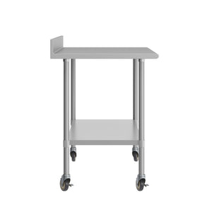 English Elm Reese Heavy-Duty Commercial Prep Table with NSF-Certified Top, Adjustable Undershelf & Locking Casters Stainless Steel 60"W x 30"D x 39.25"H NH-WT-3060-GG-B4-CAS-GG