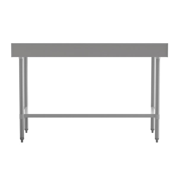 English Elm Reese Commercial Grade Prep Table with Adjustable Shelf, 4" Backsplash, and Heavy-Duty Load Capacity Stainless Steel 60"W x 30"D x 39.25"H NH-WT-3060-GG-B4-GG