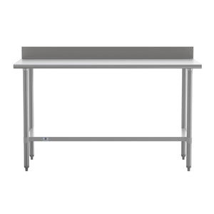 English Elm Reese Commercial Grade Prep Table with Adjustable Shelf, 4" Backsplash, and Heavy-Duty Load Capacity Stainless Steel 60"W x 30"D x 39.25"H NH-WT-3060-GG-B4-GG