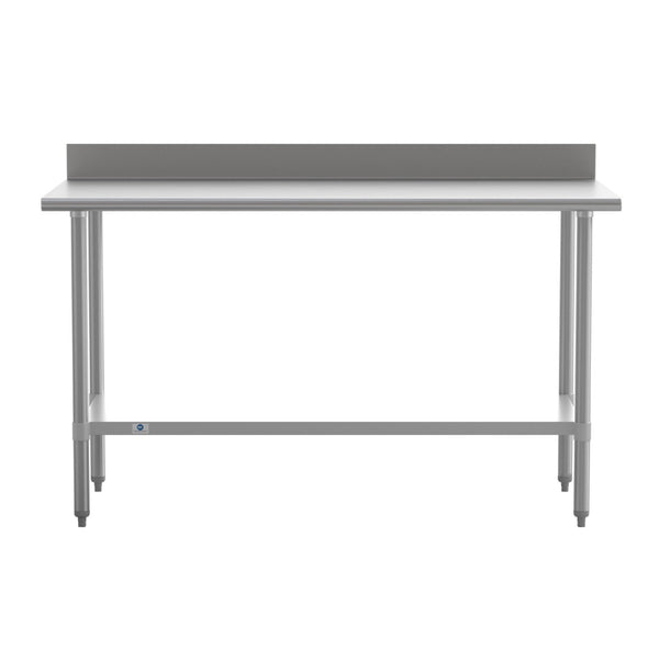 English Elm Reese Commercial Grade Prep Table with Adjustable Shelf, 4" Backsplash, and Heavy-Duty Load Capacity Stainless Steel 60"W x 30"D x 39.25"H NH-WT-3060-GG-B4-GG