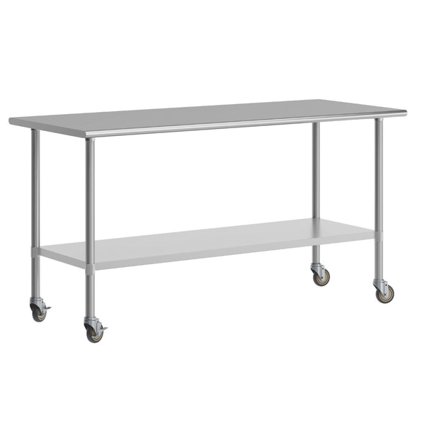 English Elm Reader Portable Work Table - NSF Certified Stainless Steel Top, Heavy-Duty & Mobile for Versatile Use NH-WT-3072-CAS-GG