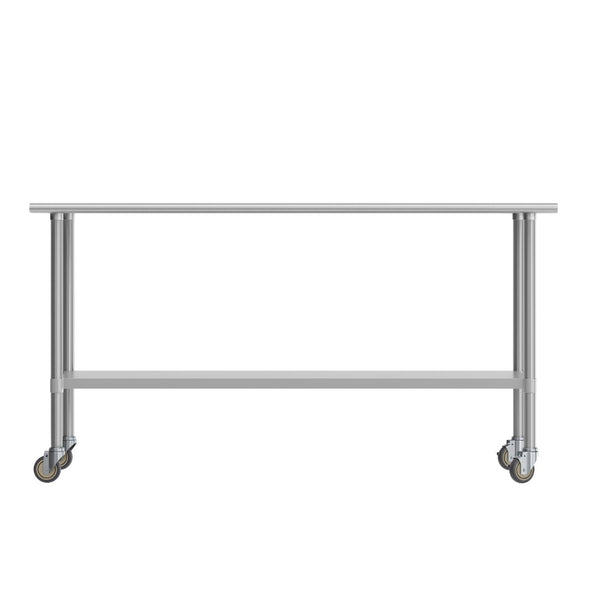 English Elm Reader Portable Work Table - NSF Certified Stainless Steel Top, Heavy-Duty & Mobile for Versatile Use NH-WT-3072-CAS-GG