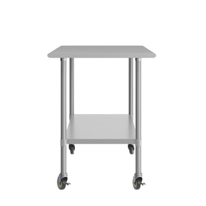 English Elm Reader Portable Work Table - NSF Certified Stainless Steel Top, Heavy-Duty & Mobile for Versatile Use NH-WT-3072-CAS-GG