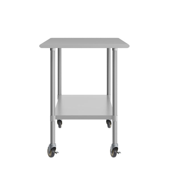 English Elm Reader Portable Work Table - NSF Certified Stainless Steel Top, Heavy-Duty & Mobile for Versatile Use NH-WT-3072-CAS-GG