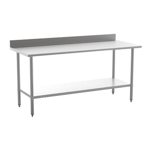 English Elm Reese Commercial Grade Prep Table with Adjustable Shelf, 4" Backsplash, and Heavy-Duty Load Capacity Stainless Steel 72"W x 30"D x 39.25"H NH-WT-3072-GG-B4-GG