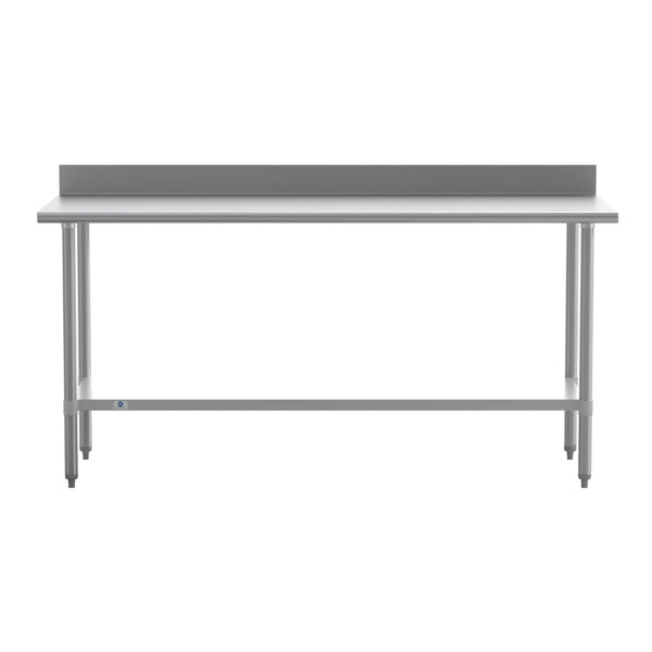 English Elm Reese Commercial Grade Prep Table with Adjustable Shelf, 4" Backsplash, and Heavy-Duty Load Capacity Stainless Steel 72"W x 30"D x 39.25"H NH-WT-3072-GG-B4-GG