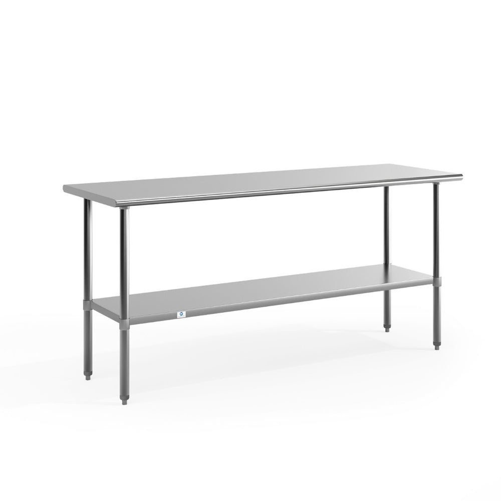 English Elm Reader Stainless Steel Prep and Work Table - 72"W X 30"D, NSF Certified, Adjustable Undershelf, Durable Design NH-WT-3072-GG
