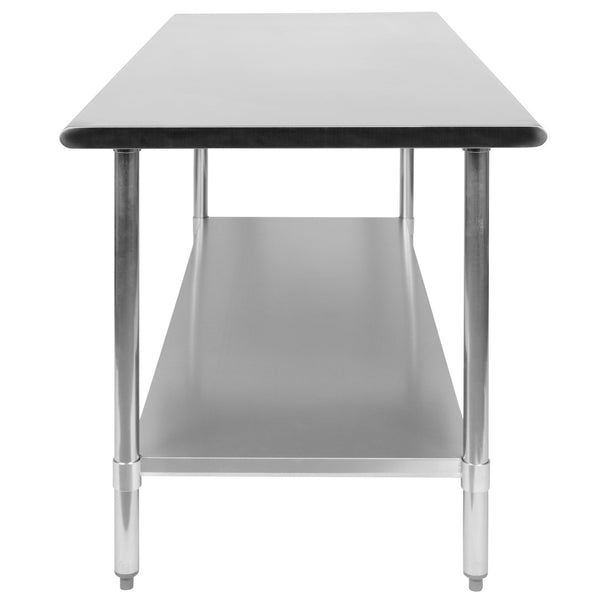 English Elm Reader Stainless Steel Prep and Work Table - 72"W X 30"D, NSF Certified, Adjustable Undershelf, Durable Design NH-WT-3072-GG