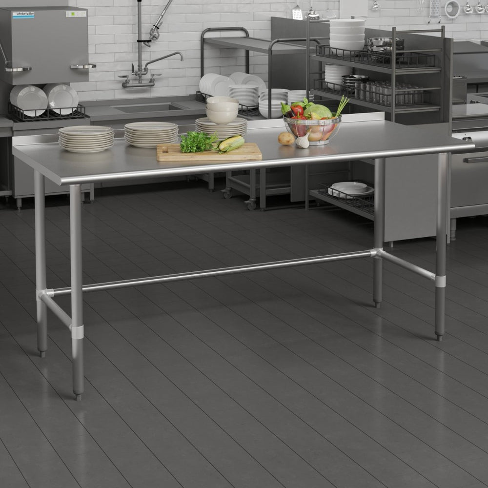English Elm Reese Commercial 430 Stainless Steel Prep Table - NSF Certified, Durable, Easy-Clean, 600 lbs Capacity NH-WT-3072-OG-B1-5-GG