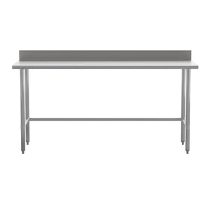 English Elm Reese NSF Certified 430 Stainless Steel 18-Gauge Prep Table with Open Base & 4" Backsplash, 72" Wide NH-WT-3072-OG-B4-GG
