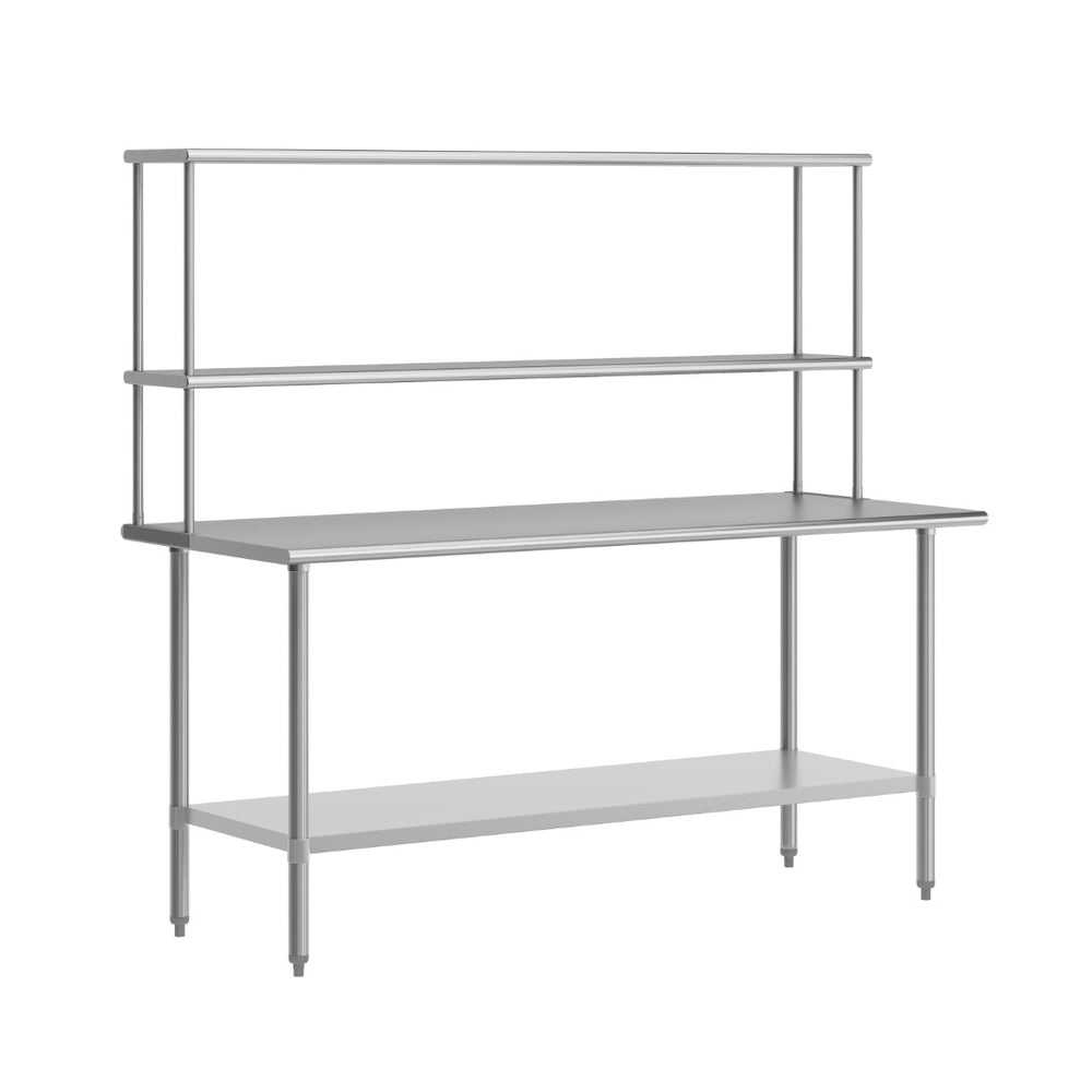 English Elm Reader Portable Prep Table – NSF Certified 18-Gauge Stainless Top, Double Shelves, & Heavy-Duty Storage NH-WT-3072-OSH-GG