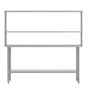 English Elm Reader Portable Prep Table – NSF Certified 18-Gauge Stainless Top, Double Shelves, & Heavy-Duty Storage NH-WT-3072-OSH-GG