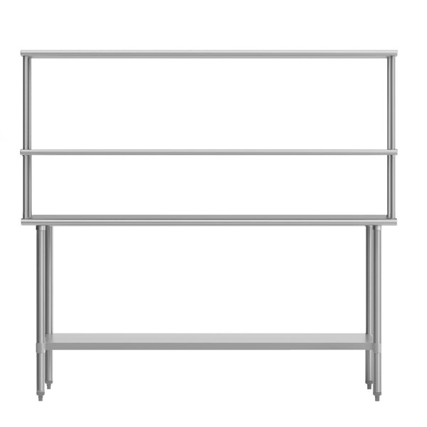 English Elm Reader Portable Prep Table – NSF Certified 18-Gauge Stainless Top, Double Shelves, & Heavy-Duty Storage NH-WT-3072-OSH-GG