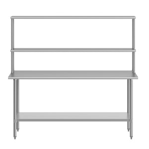 English Elm Reader Portable Prep Table – NSF Certified 18-Gauge Stainless Top, Double Shelves, & Heavy-Duty Storage NH-WT-3072-OSH-GG