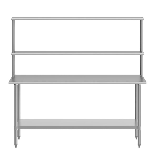 English Elm Reader Portable Prep Table – NSF Certified 18-Gauge Stainless Top, Double Shelves, & Heavy-Duty Storage NH-WT-3072-OSH-GG