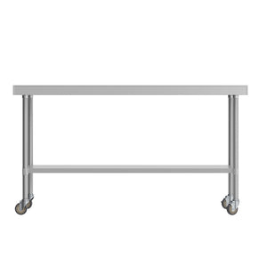 English Elm Reader Portable Prep Table - NSF Certified Stainless Steel, Mobile with Backsplash & Heavy-Duty Storage NH-WT-3072BSP-CAS-GG