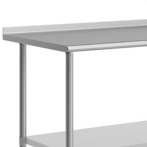 English Elm Reader Portable Prep Table - NSF Certified Stainless Steel, Mobile with Backsplash & Heavy-Duty Storage NH-WT-3072BSP-CAS-GG