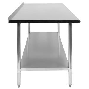 English Elm Reader Stainless Steel 18-Gauge Prep Work Table with Backsplash & Undershelf - NSF Certified 72" NH-WT-3072BSP-GG