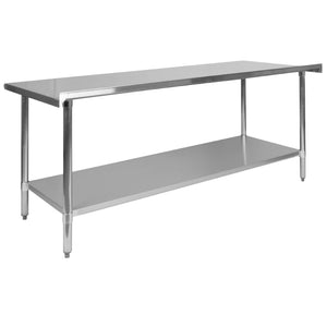 English Elm Reader Stainless Steel 18-Gauge Prep Work Table with Backsplash & Undershelf - NSF Certified 72" NH-WT-3072BSP-GG