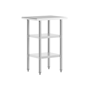 English Elm Reese Heavy-Duty Portable Prep Table with Adjustable Undershelves for Versatile Workspace Solutions Stainless Steel 24"W x 18"D NH-WT-GU-2418-GG