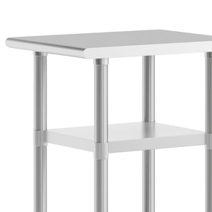 English Elm Reese Heavy-Duty Portable Prep Table with Adjustable Undershelves for Versatile Workspace Solutions Stainless Steel 24"W x 18"D NH-WT-GU-2418-GG