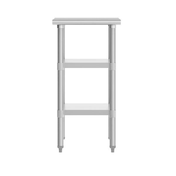 English Elm Reese Heavy-Duty Portable Prep Table with Adjustable Undershelves for Versatile Workspace Solutions Stainless Steel 24"W x 18"D NH-WT-GU-2418-GG