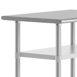 English Elm Reese Heavy-Duty Portable Prep Table with Adjustable Undershelves for Versatile Workspace Solutions Stainless Steel 24"W x 36"D NH-WT-GU-2436-GG
