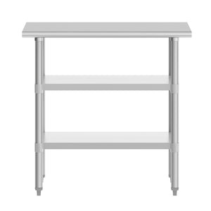English Elm Reese Heavy-Duty Portable Prep Table with Adjustable Undershelves for Versatile Workspace Solutions Stainless Steel 24"W x 36"D NH-WT-GU-2436-GG