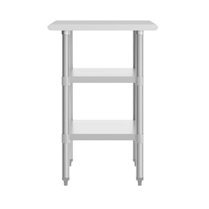 English Elm Reese Heavy-Duty Portable Prep Table with Adjustable Undershelves for Versatile Workspace Solutions Stainless Steel 24"W x 36"D NH-WT-GU-2436-GG