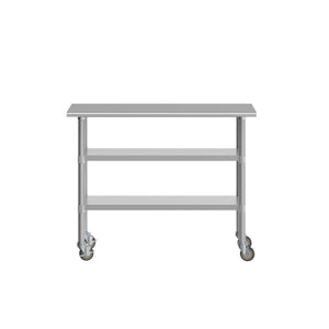English Elm Rawcliffe NSF Certified Stainless Steel Prep Table 24"x48" with Dual Shelves & Locking Casters NH-WT-GU-2448-CAS-GG
