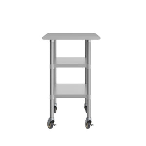 English Elm Rawcliffe NSF Certified Stainless Steel Prep Table 24"x48" with Dual Shelves & Locking Casters NH-WT-GU-2448-CAS-GG