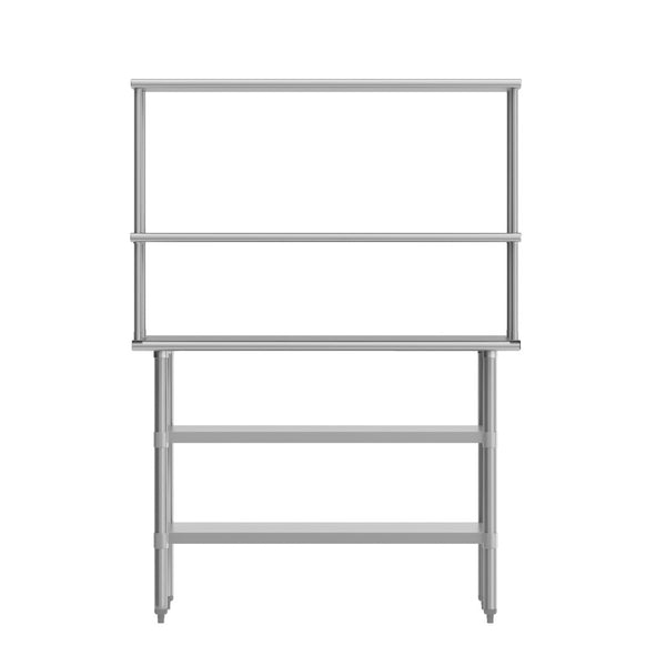 English Elm Rawcliffe Heavy-Duty Mobile Prep Table with NSF Stainless Steel Top, Double Shelves & Locking Casters NH-WT-GU-2448-OSH-GG