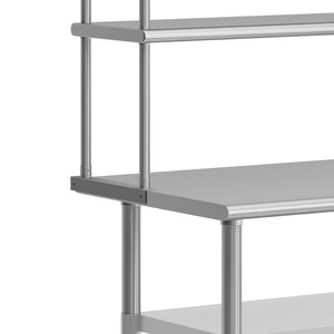 English Elm Rawcliffe Heavy-Duty Mobile Prep Table with NSF Stainless Steel Top, Double Shelves & Locking Casters NH-WT-GU-2448-OSH-GG