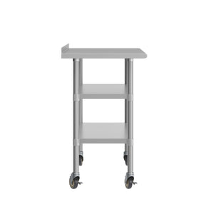 English Elm Rawcliffe NSF Certified Stainless Steel Prep Table with 2 Undershelves, Locking Casters & Backsplash NH-WT-GU-2448BSP-CAS-GG